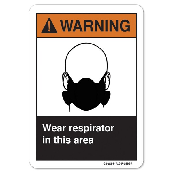 ANSI , Wear Respirator In This Area, 24in X 18in Peel And Stick Wall Graphic, WS-RD-1824-L-19967